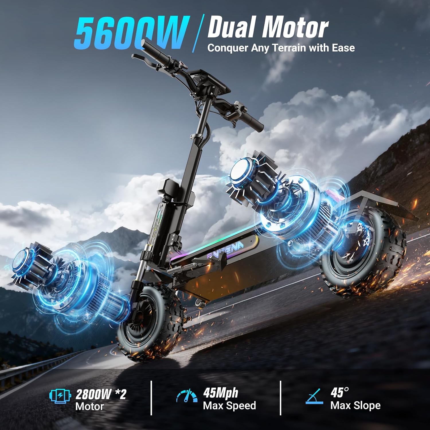 60V 5600W Dual Motor Electric Scooter - Elektrische scooters voor volwassenen – 5600W